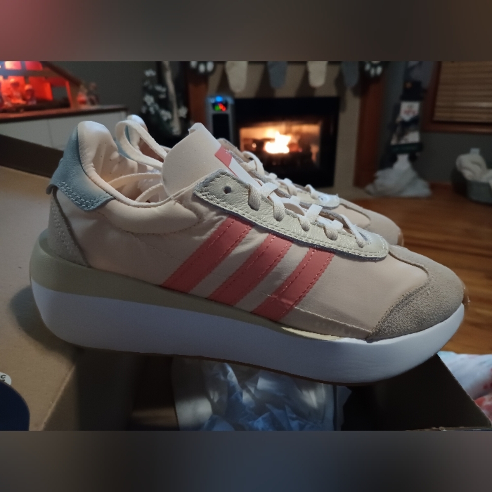 Adidas Kids Pink and Beige Sneakers, NIB